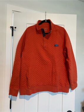 L.L.Bean Men’s Quilted Pullover in Bright Orange